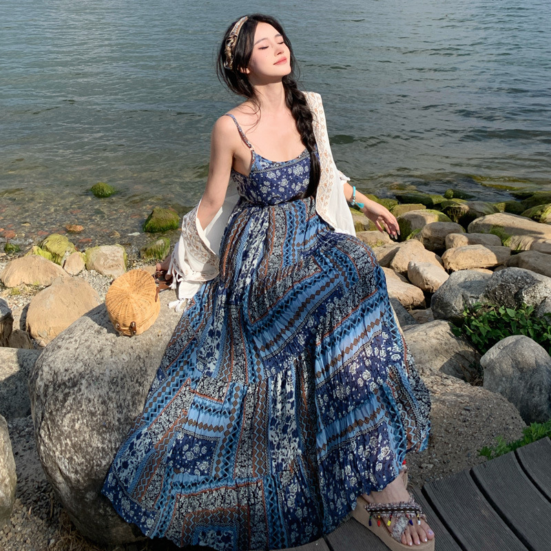 Embroidered Bohemian For Women, New Summer Strap Dress, Slimming And Lazy Design, Ethnic Style Long Dress_ecoleips.com