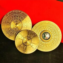 Brass Eight Trigrams Compass, Brass Handle with Rotating Dial, Dual-Sided Rotating, Portable and Playable Eight Trigrams Spinner