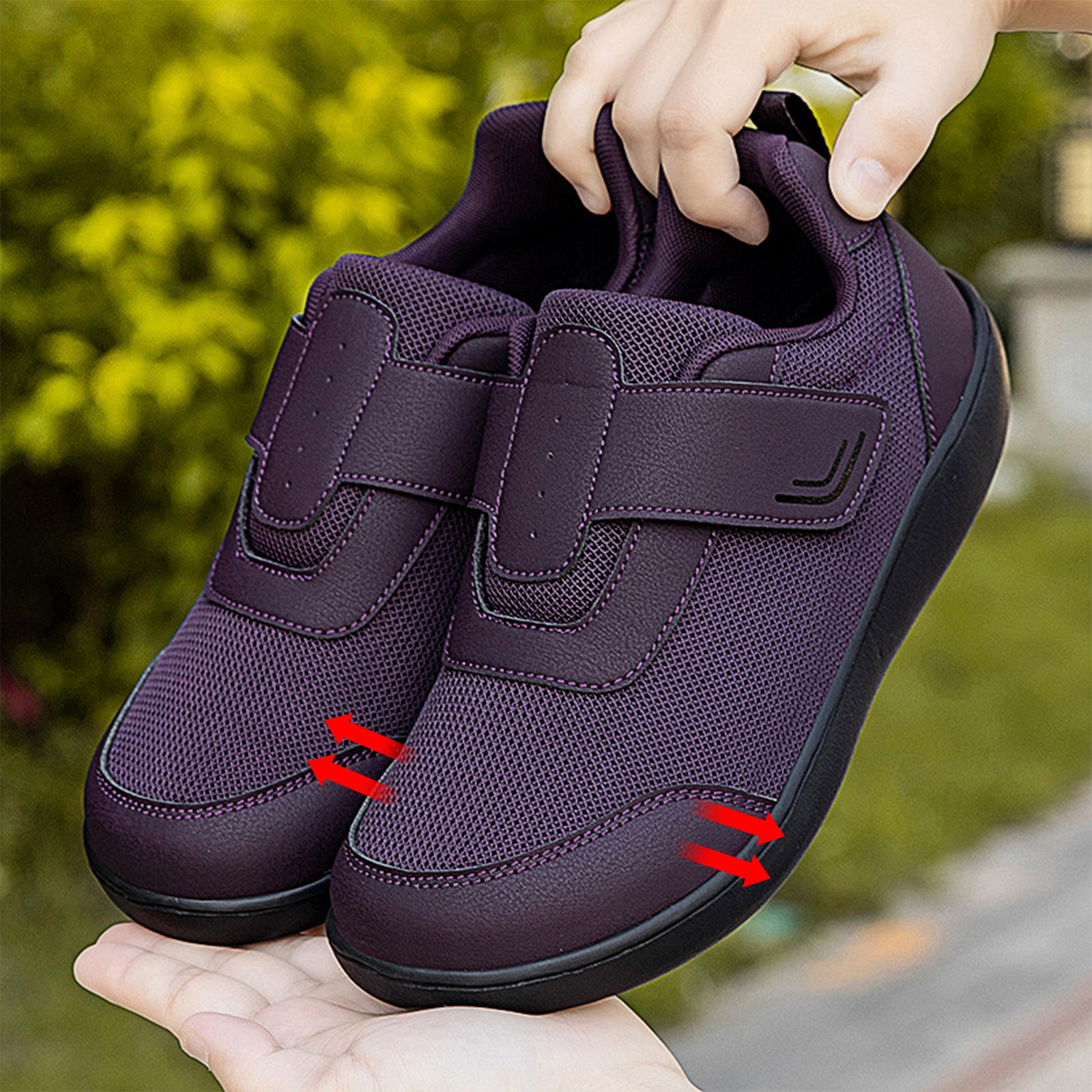 Velcro cabeza redonda pareja viajes zapatos de caminata, zapatos casuales de primavera y otoño zapatos deportivos de malla de altura baja