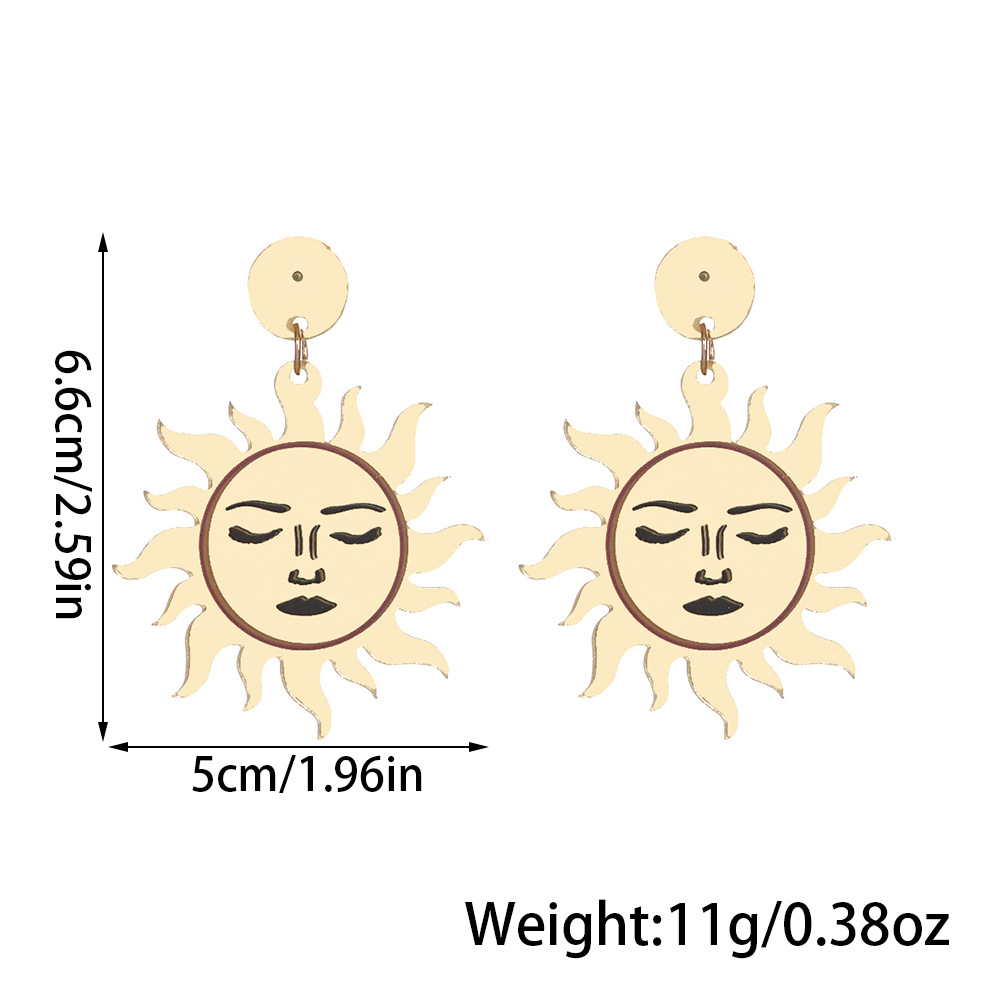 14g Weight Iron Ear Needle Material 1 Pair Cute IG Style Sun Star Moon Arylic Drop Earrings