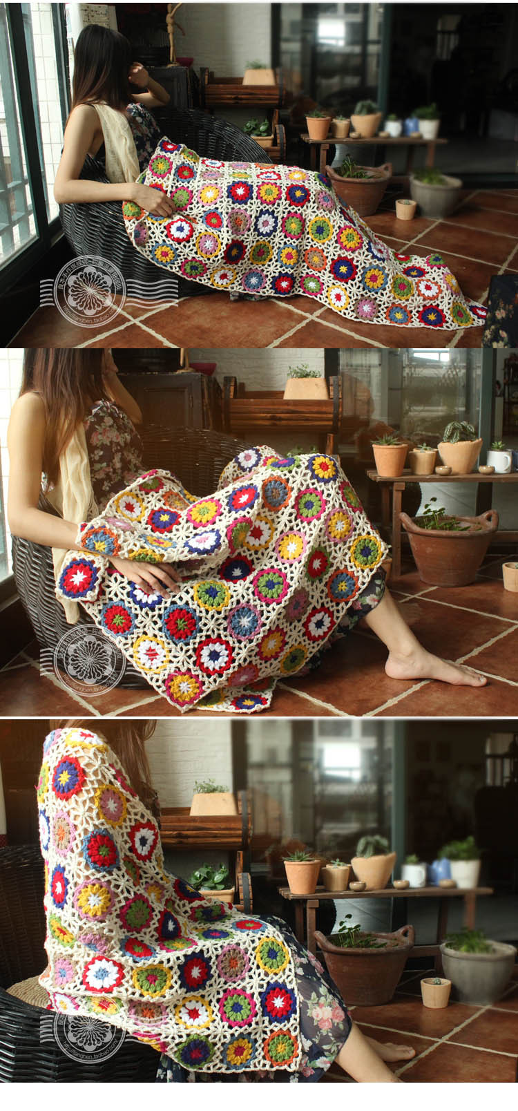 Pastoral Colorful Flower Yarn Blanket display picture 1