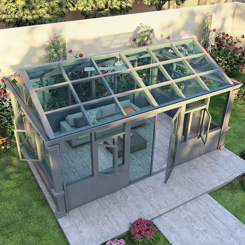 跨境景观亭铝合金框架玻璃阳光房防水室外移动温室玻璃房封阳台