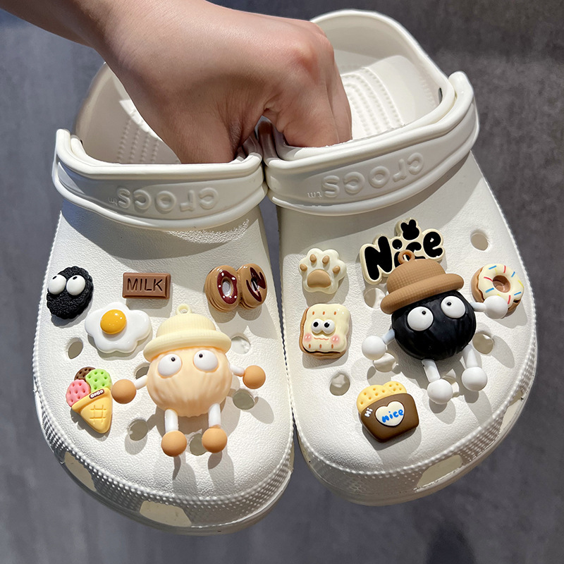 Cute coal ball hole shoes accessories shoe buckle shoe flower omelette ice cream diy accessories detachable accessories suit batch