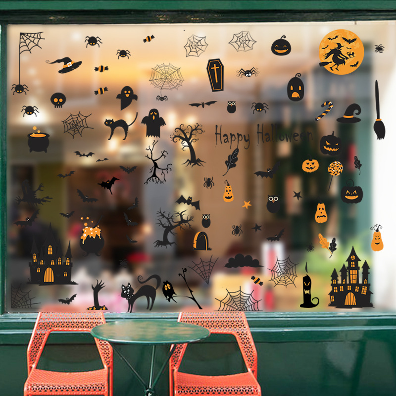 New Halloween007 Cartoon Cute Children's Halloween Party Atmosphere Glazing Plate Glass Decorative Wall Sticker display picture 3