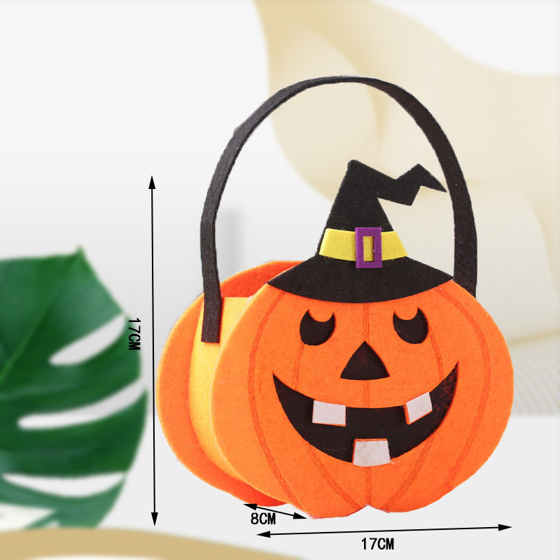 卸売りハロウィーンキャンディー袋子供パーティー立体手提げカボチャ袋鬼節装飾道具フェルト手提げ袋|undefined