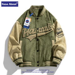 NASA連名スエード野球服男女ゆるいヴィンテージ秋insアメリカパイロットカップルジャケット