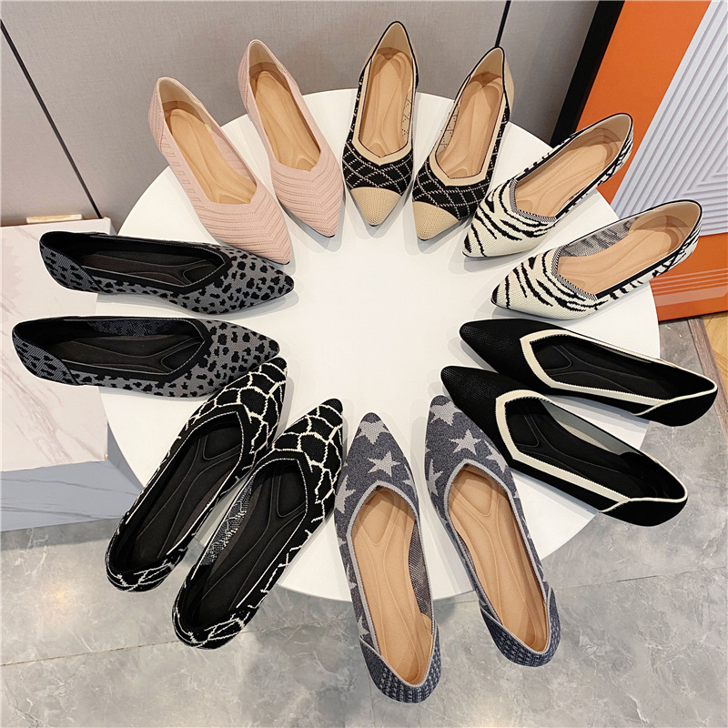 Damen Strick Ballerinas Im Princess Style Flache Loafer_voghion.com