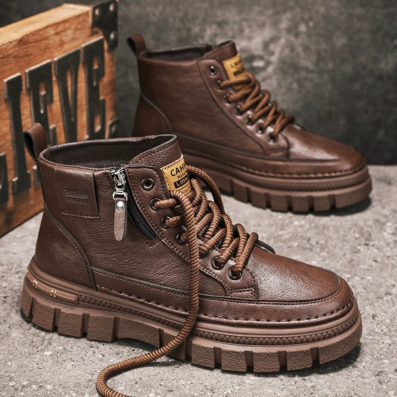 Men’s demi‑season high boots (Martens D087), side zipper, British style, leisure
