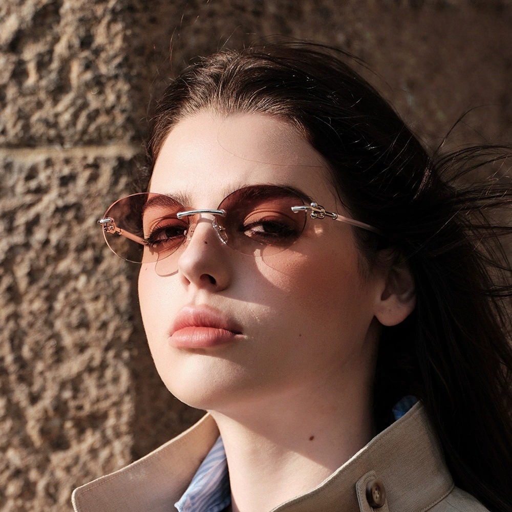 Rahmenlose Sonnenbrille Für Damen Mit Uv-schutz Modisch Elegant_voghion.com