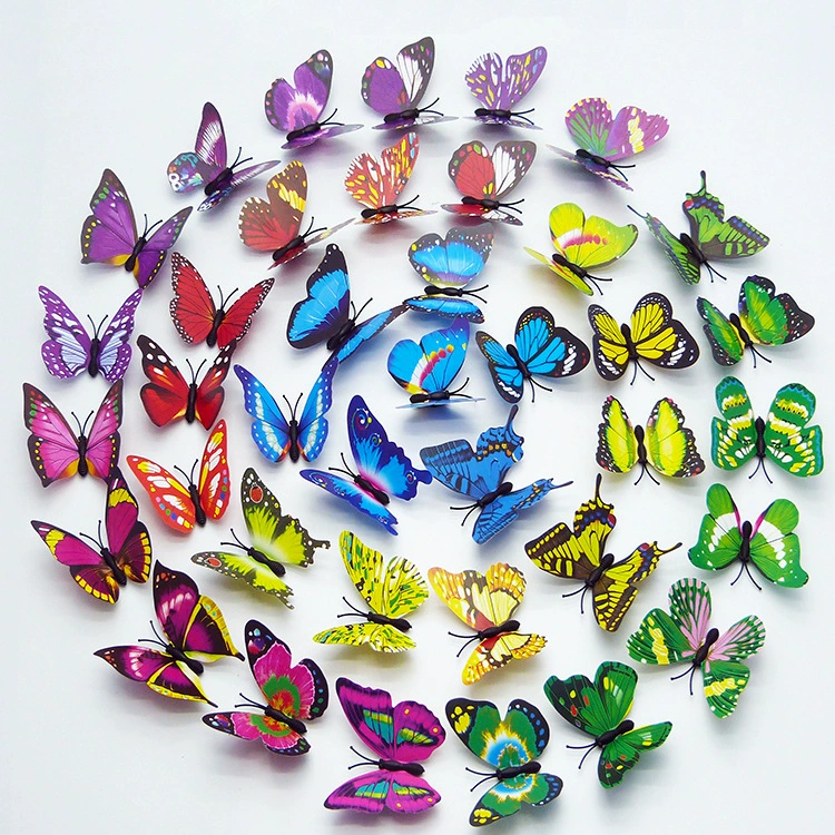 Креативные 3D-наклейки на стену в виде имитации бабочки 7 см, декоративные 3D-бабочки для дома, недорогие настенные стикеры