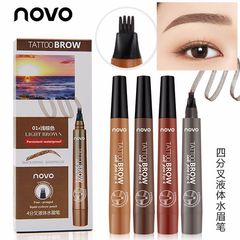 NOVO Four-Branch Long-Lasting Water Eyebrow Pen, Water-Based Eyebrow Pen, Waterproof and Sweatproof, Suitable for International Trade