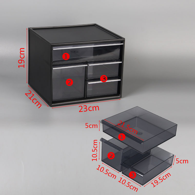 3 layers 4 drawers black