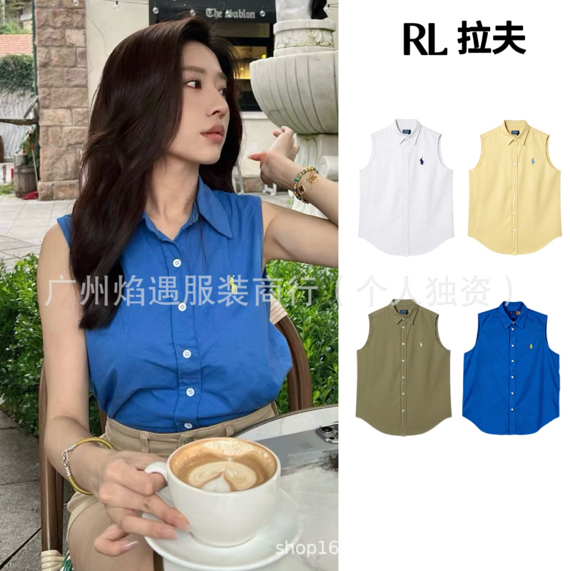 In-Stock High-Quality Rl Ralph Linen Sleeveless Shirt Versatile for Commuting, Casual Women's Tank Top Shirt, Available for Dropshipping In-Stock High-Quality Rl Ralph Linen Sleeveless Shirt Versatile for Commuting, Casual Women's Tank Top Shirt, Available for Dropshipping