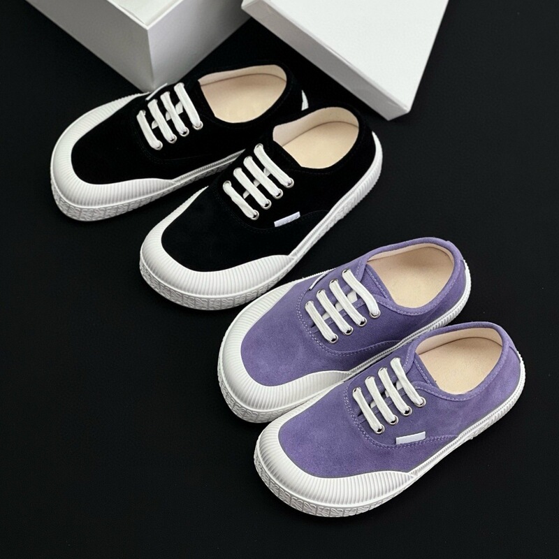Yang Mi Style Suede Retro Biscuit Shoes, Round-Toe Low-Top Lace-Up Casual Shoes, Thick-Soled Low-Top Sneakers for Women Yang Mi Style Suede Retro Biscuit Shoes, Round-Toe Low-Top Lace-Up Casual Shoes, Thick-Soled Low-Top Sneakers for Women