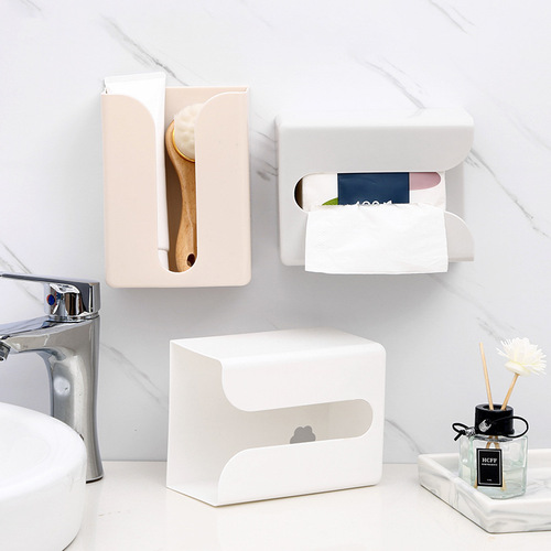 No punching kitchen tissue box wall-mounted tissue holder creative simple plastic bathroom toilet tissue box