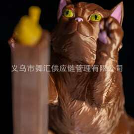 跨境猫咪逗鸟造型卷纸架 萌趣动物风厨房纸巾收纳摆件