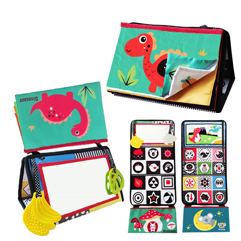 Haharem libro de tela coche colgante plegable cabeza entrenamiento bebé cognitiva color cama infantil circunferencia educación temprana libro de tela