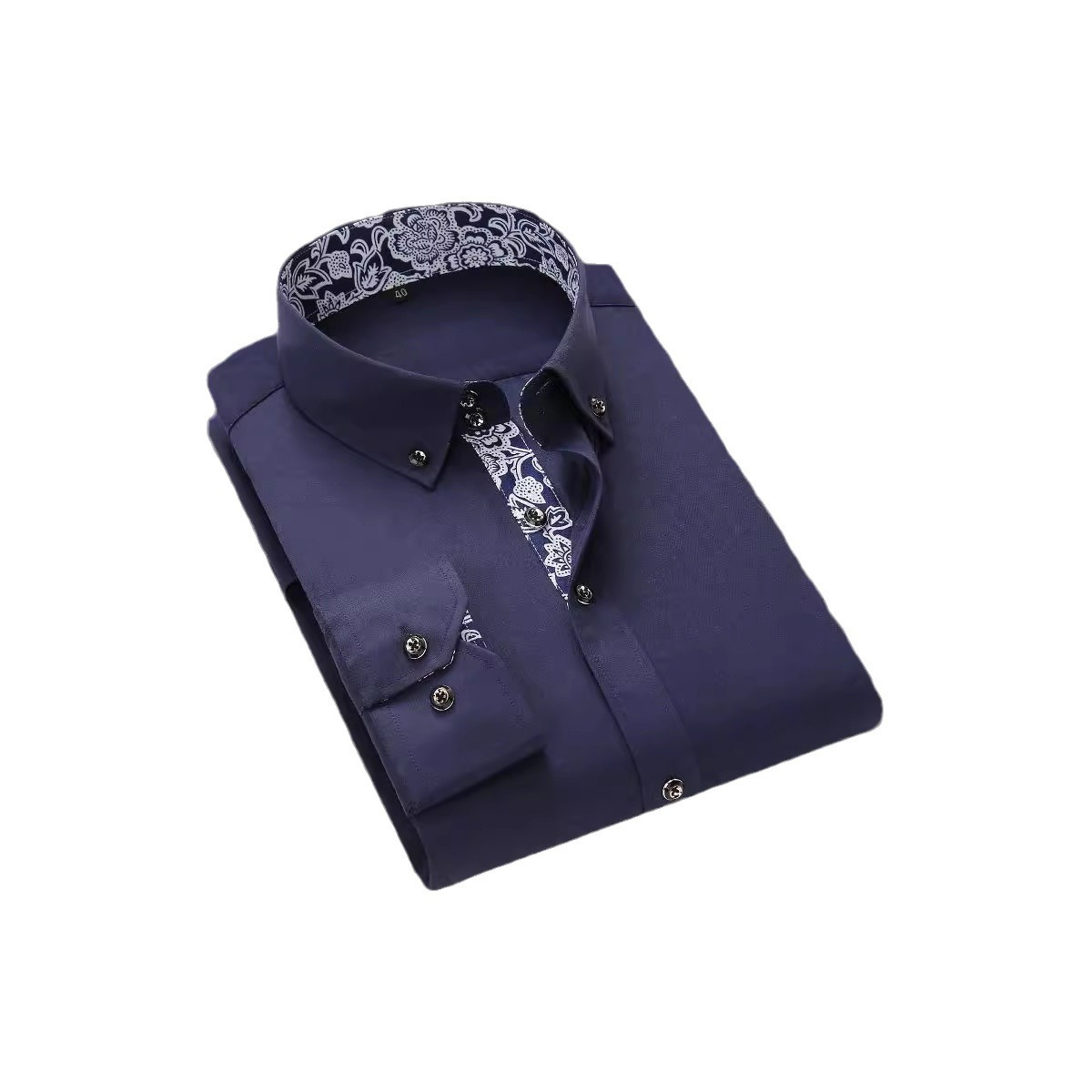 Camisa de manga larga para hombre, estilo coreano 2024, corte ajustado, informal de negocios, azul y blanco porcelana, ropa para hombre, estampado azul y blanco porcelana