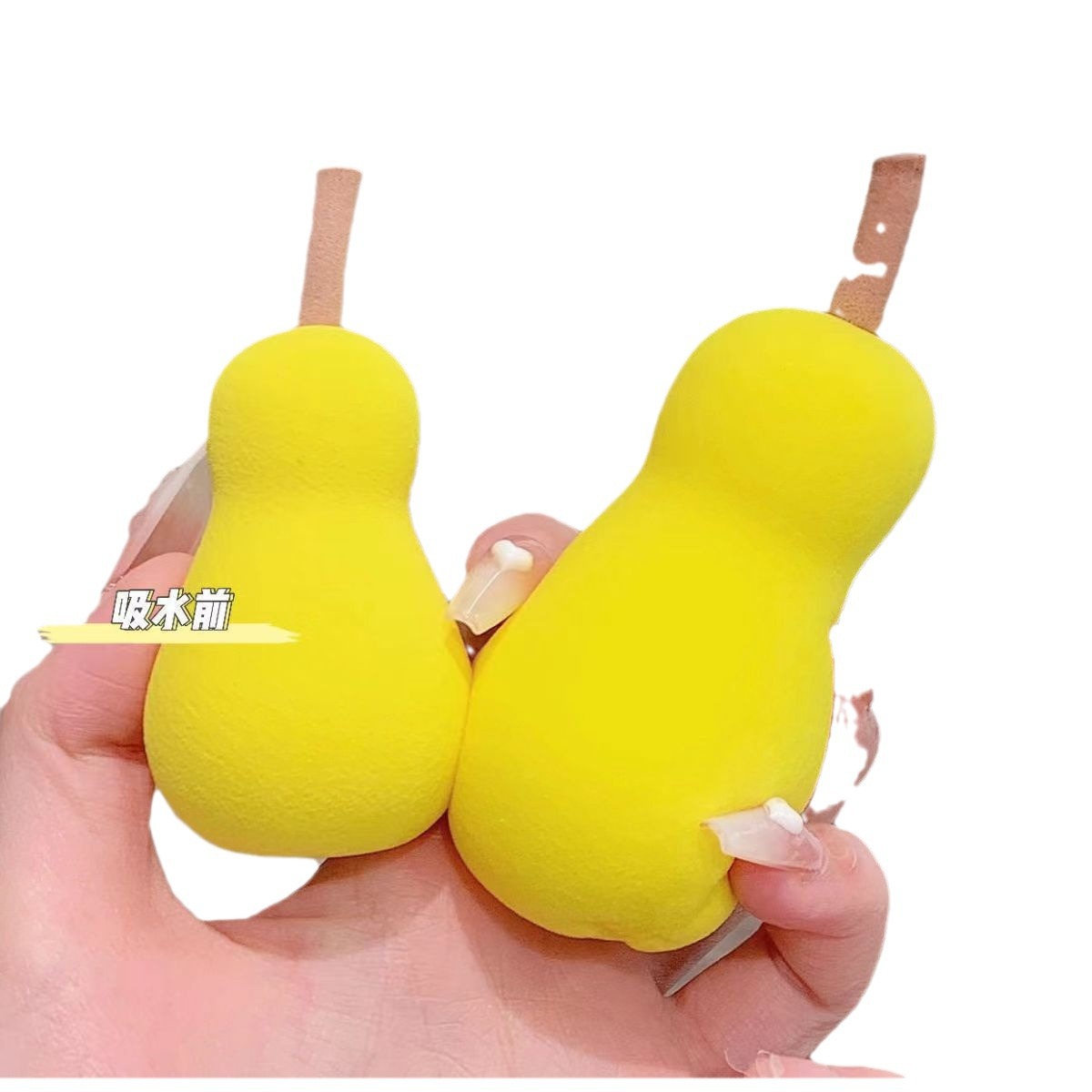 Fábrica en stock 4 caja de huevos de maquillaje en forma de pera serie de frutas secas y húmedas super suaves esponjas de maquillaje huevo en polvo