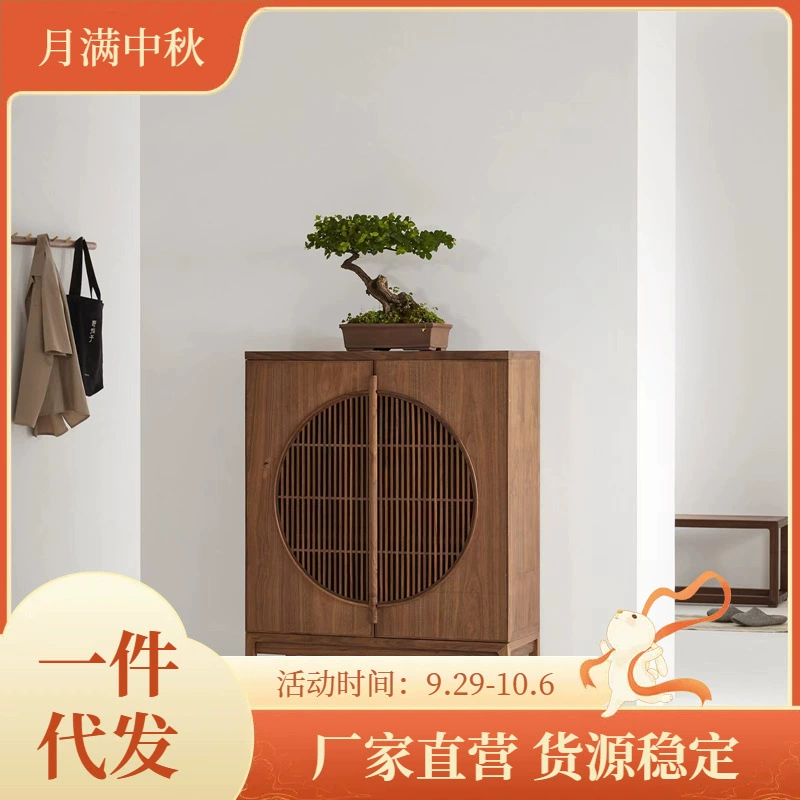 Новый китайский стиль полный Массив дерева буфет черный орех минималистский шкафчик современный минималистский боковой шкаф чайный шкаф