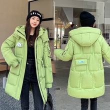 棉衣女 2022冬季新款韓版中長款棉服連帽大口袋寬松收腰工裝外套
