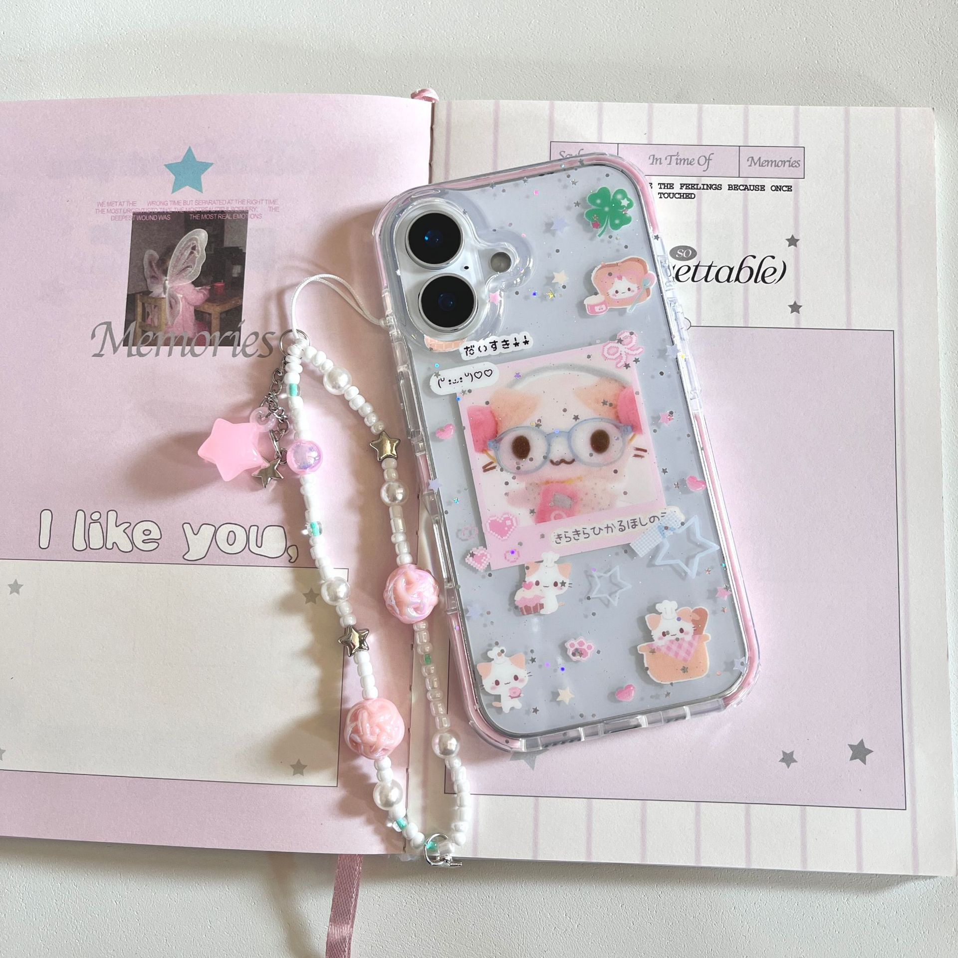 Linda ilustración de algodón de azúcar de dibujos animados de corazón de niña para Apple 15Pro/16Pro funda para teléfono móvil 14/13 femenino 16PM