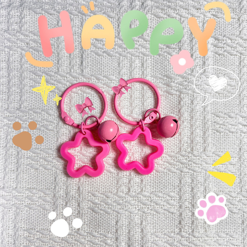 カラフルなアクリルスターキーホルダーリングかわいいベルスタースクールバッグロックバックルペンダントアクセサリーアクセサリー|undefined