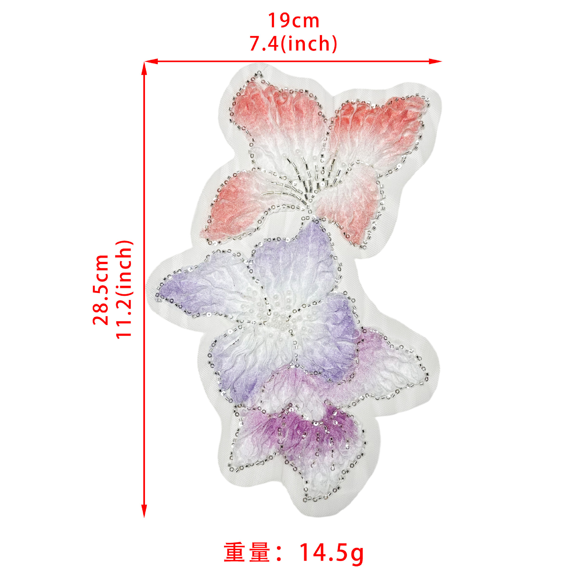 26 primavera y verano nuevo hilo de malla sequinilla bordado DIY tela teñida pegada flor de pecho decoración de moda accesorios de ropa de mujer