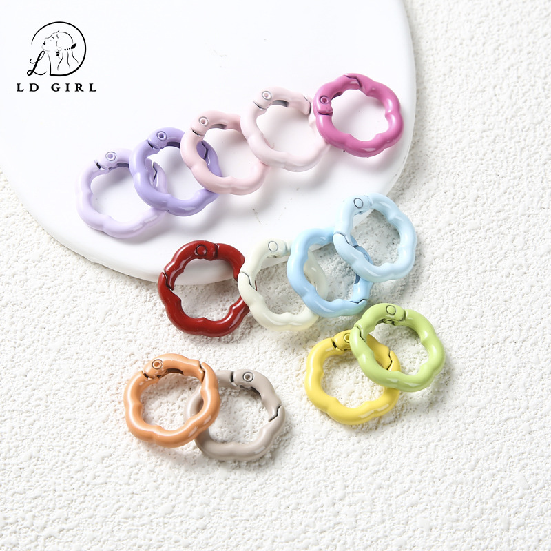 Color Baking Paint Flower Spring Buckle Candy Color Spring Ring Opening DIY Jewelry Keychain Accessories Book Ring Card Ring Color Baking Paint Flower Spring Buckle Candy Color Spring Ring Opening DIY Jewelry Keychain Accessories Book Ring Card Ring