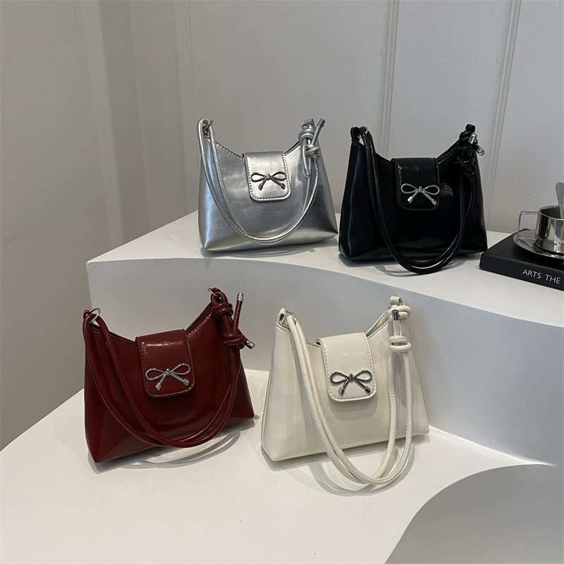 Плечевая сумка One-Shoulder, корейский стиль, маленький бант, компактная сумка под руку