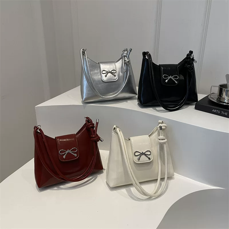 Плечевая сумка One-Shoulder, корейский стиль, маленький бант, компактная сумка под руку
