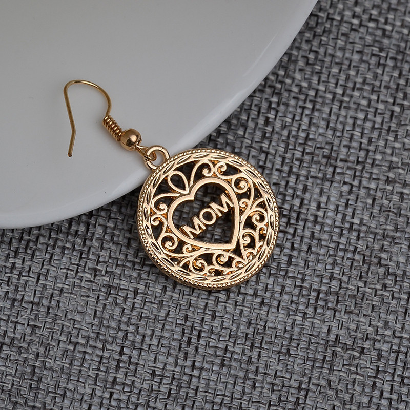 Festival Occasion Alloy Material Mother'S Day Festival 1 Pair Fashion Mama Letter Heart Shape Alloy Hollow Out Mother's Day Women's Drop Earrings