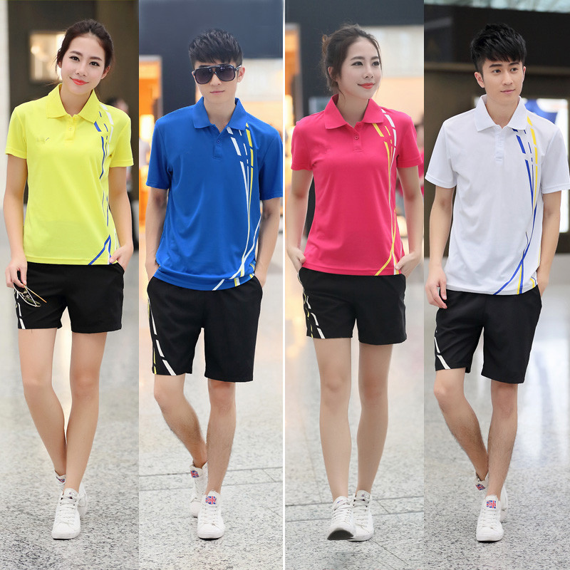 Men's and Women's Short-Sleeved Team Couple Casual Sportswear Summer Square Dance Aerobics Group Suit Set with Printing