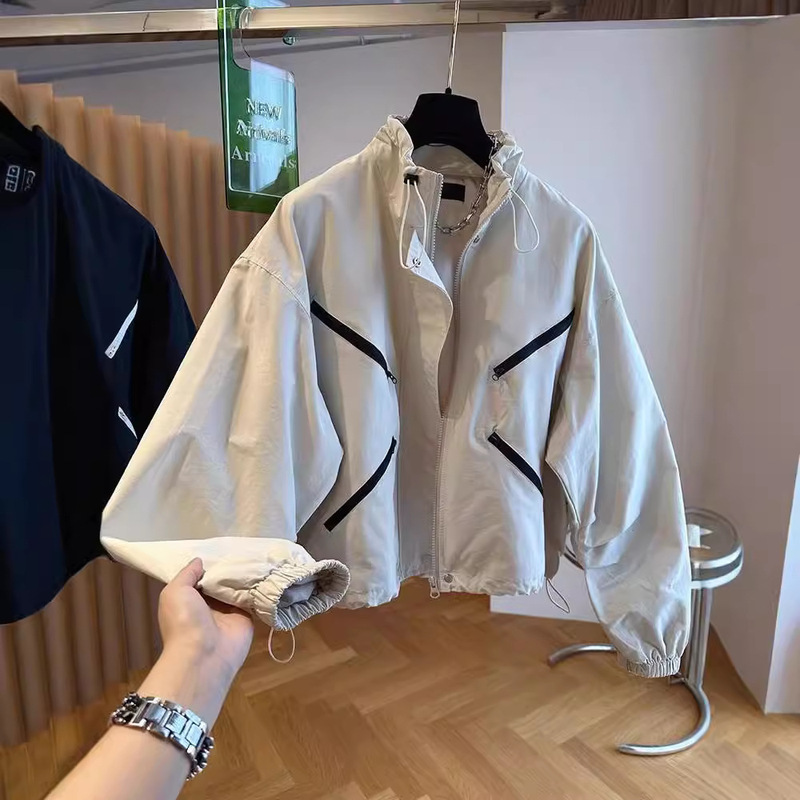 Korean High-end Design Sense Niche Loose Contrast Color Stitching Short Coat Jacket Women's Spring and Autumn Rush Jacket