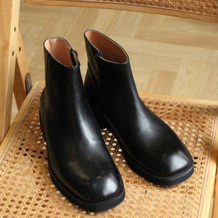 Осенне-зимние британские мужские кожаные ботинки челси в Корейском стиле, высокие ботинки Martin с квадратным носком, мужские ботинки челси