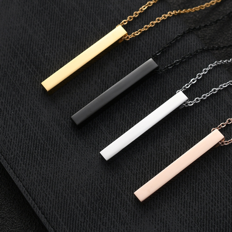 Domineering accessories, long name necklaces, trendy women's rectangular geometric engraved pendant necklaces_voghion.com