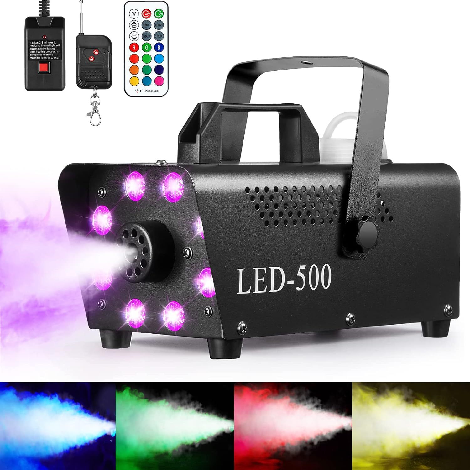 Nuevo color ajustable ocho luces LED500W máquina de humo de Halloween máquina de humo sala de máquina de humo iluminación escénica KTV