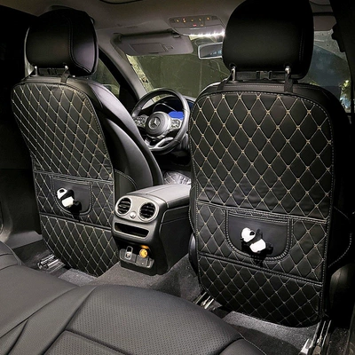 Chair back anti-kick pad: seat protection pad - 2-piece-set-panda-black-anti-kick-pad-long-version