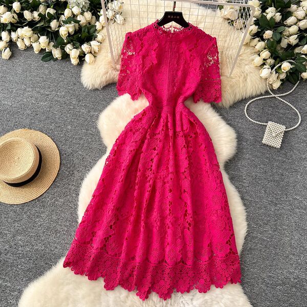 Retro elegant lace fitted dress