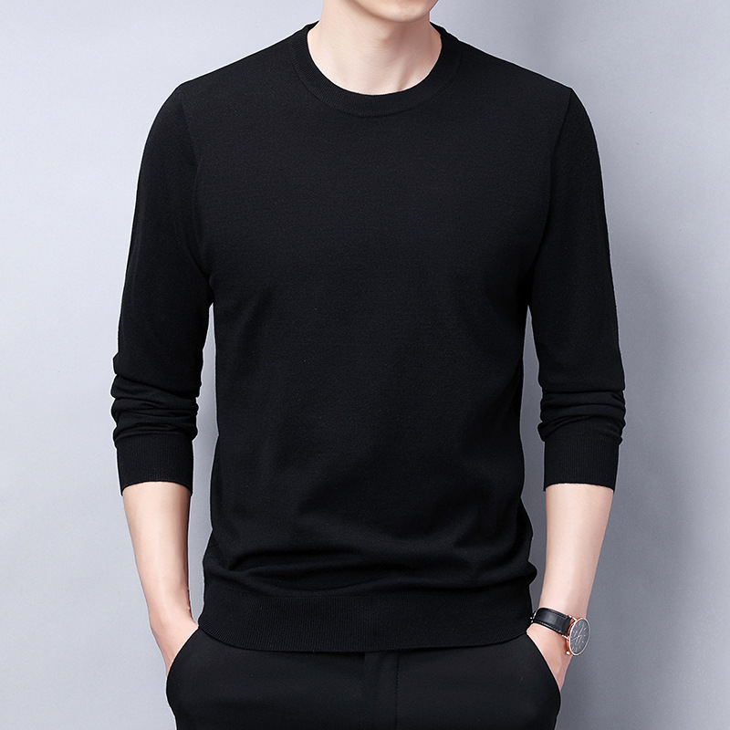 春季男装毛衣薄款男士圆领针织衫中青年男士韩版毛衣薄款男打底衫
