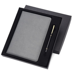 商務筆記本定logo簡約學生辦公日記本a5仿皮記事本套裝