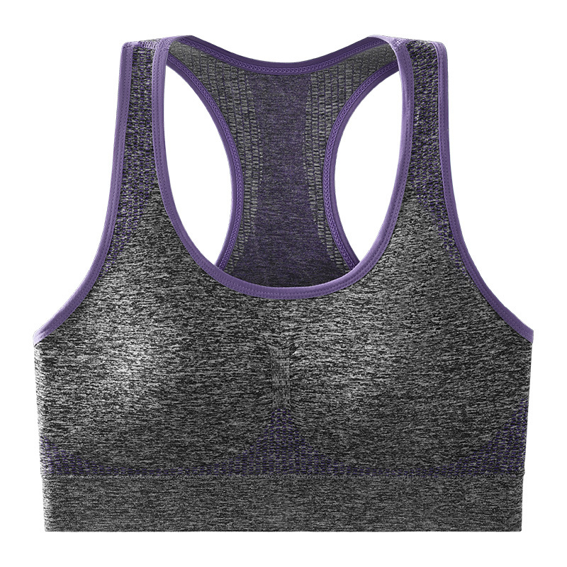 Ropa interior de Deportes de espalda de belleza en forma de I de algodón sin costura de alto carbono para mujeres Cuello redondo clásico cómodo piel-pegarse ropa interior deportiva inalámbrica