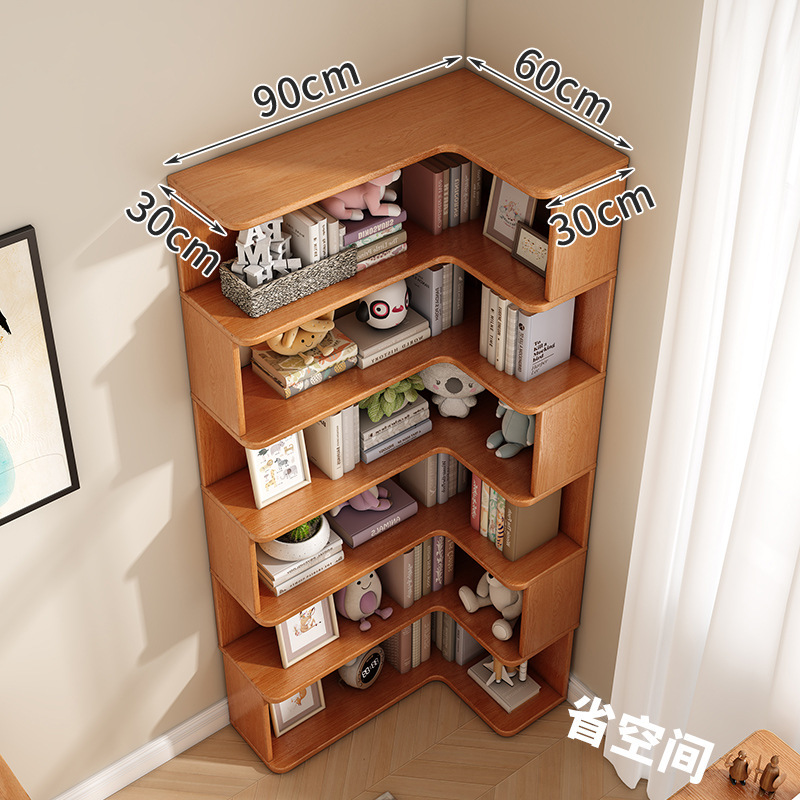 Solid wood corner bookcase bookshelf shelf floor children's corner cabinet living room corner cabinet corner bay window locker Solid wood corner bookcase bookshelf shelf floor children's corner cabinet living room corner cabinet corner bay window locker