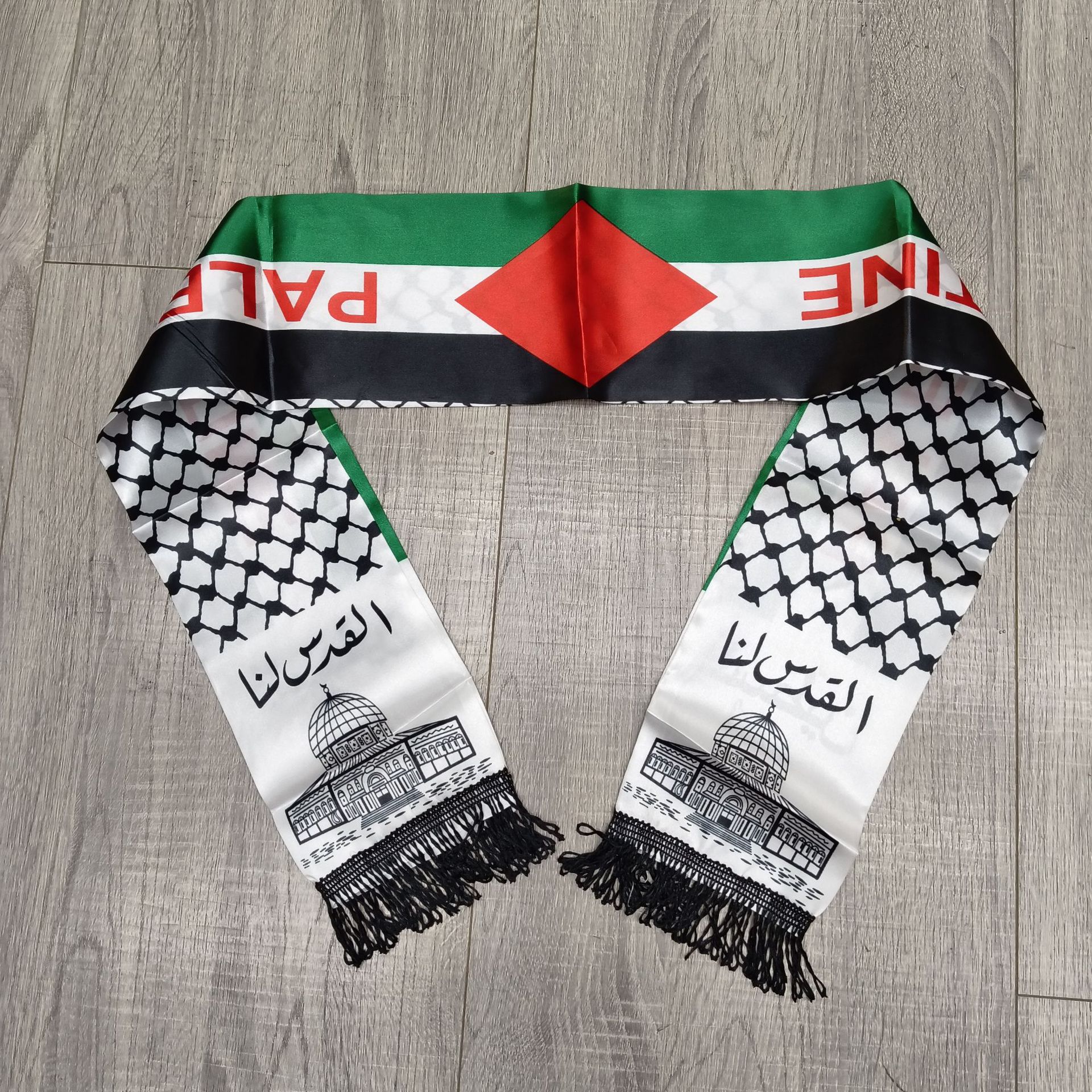 Pañuelo palestino transfronterizo popular Copa del Mundo fanáticos del fútbol bufanda impresa Halter bandera en stock