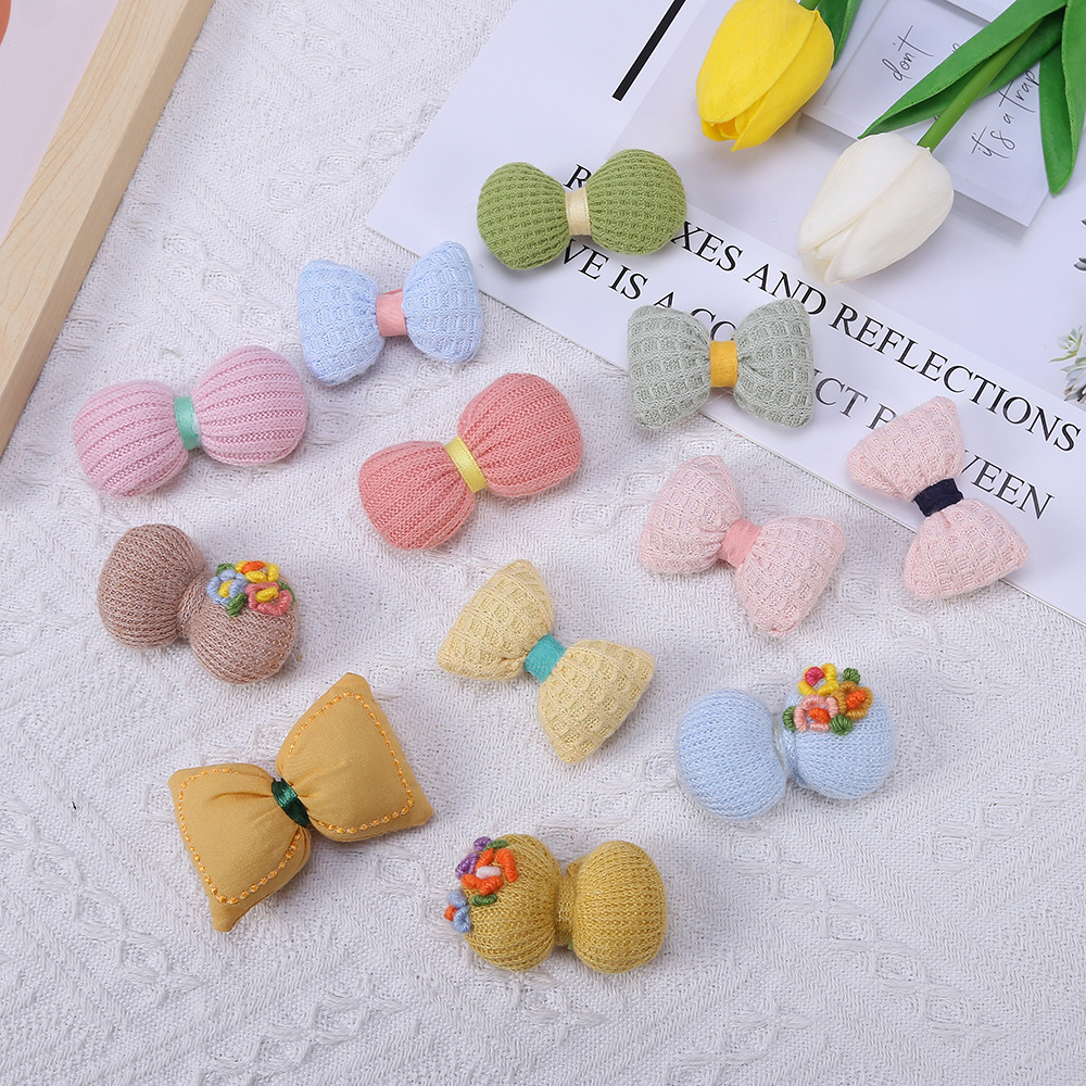 新款毛线针织蝴蝶结胸针配饰DIY卡通发夹头饰服饰包包辅料配件