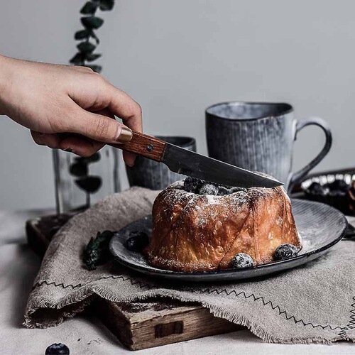 Ins-style wooden handle knife, fork, and spoon set, high-quality for cutting steak, home-use retro Western dining tableware