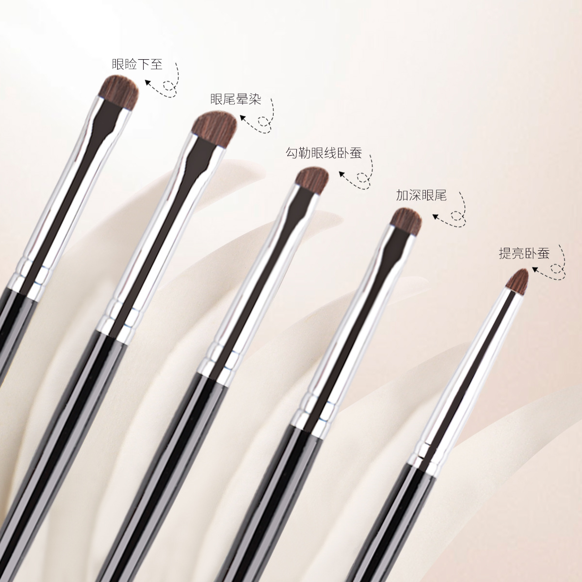 Cepillo para detalles de los ojos Cónico Cepillo de sombra de ojos para delinear el párpado Cepillo de gusano de seda Cepillo de maquillaje de ojos pequeños de cabeza plana