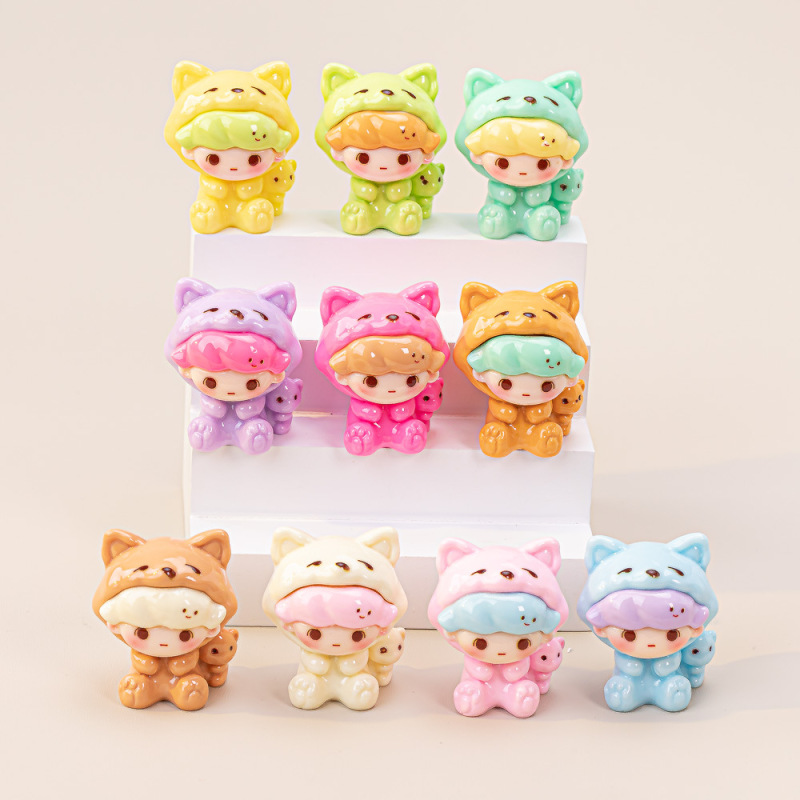 キツネパジャマ Dimo DIY ジュエリーアクセサリートレンディなブラインドバッグ樹脂人形ライブブロードキャストデスクトップ装飾品|undefined