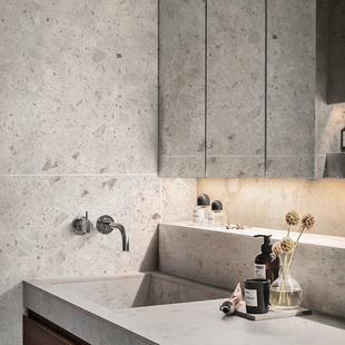 Large particle terrazzo tile 600x1200 milky white bathroom bathroom balcony tooling commercial space tile