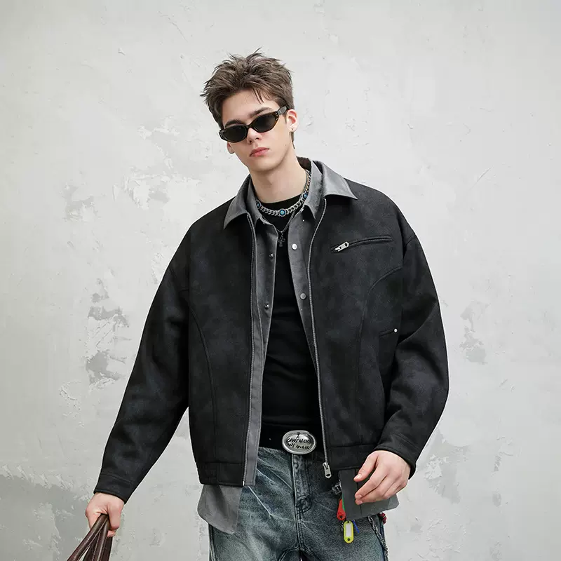 OOTD跨境夹克男女复古巴恩风潮牌高街飞行外套百搭休闲翻领上衣